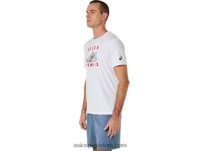 RPVB534 blanco brillante Asics camiseta con estampado de zapatos de salón para hombre