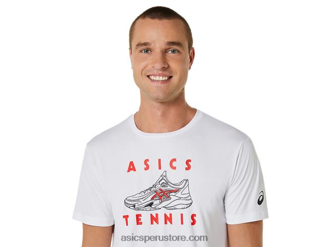RPVB534 blanco brillante Asics camiseta con estampado de zapatos de salón para hombre