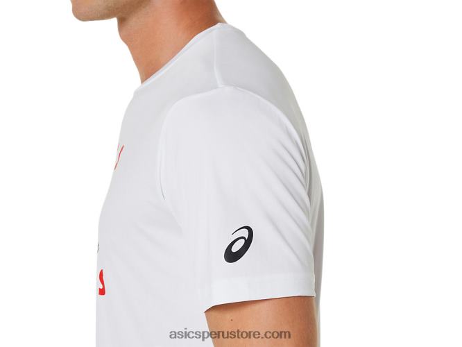 RPVB534 blanco brillante Asics camiseta con estampado de zapatos de salón para hombre