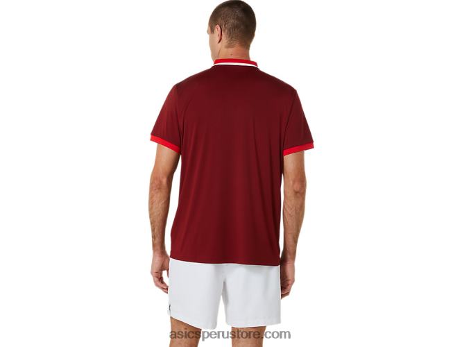RPVB547 jugo de remolacha/rojo clásico Asics polo de cancha para hombre