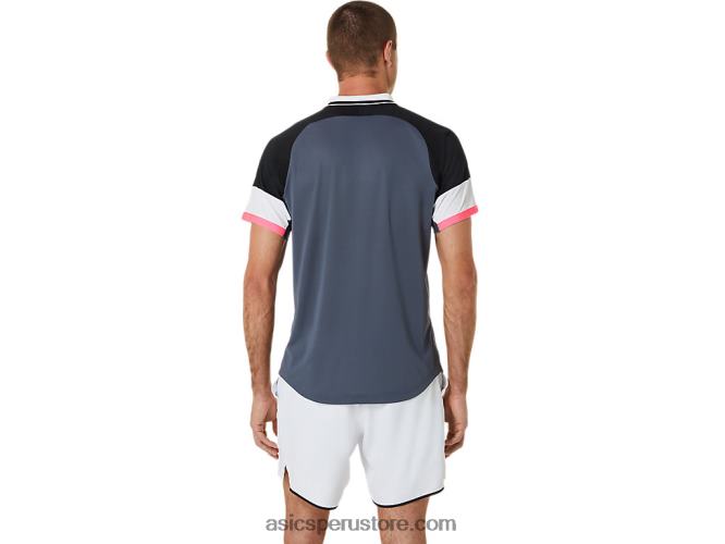 RPVB564 negro rendimiento/gris portador Asics polo de partido de hombre