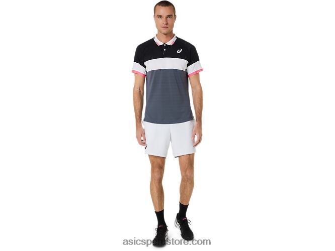 RPVB564 negro rendimiento/gris portador Asics polo de partido de hombre