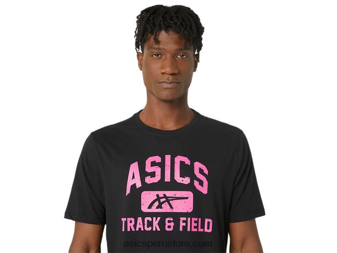 RPVB67 rendimiento negro Asics camiseta gráfica unisex de atletismo