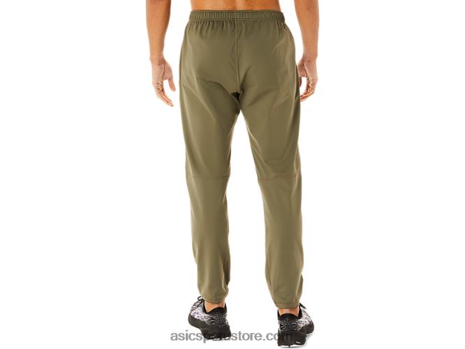 RPVB746 manto verde Asics pantalones de hombre de punto cepillado