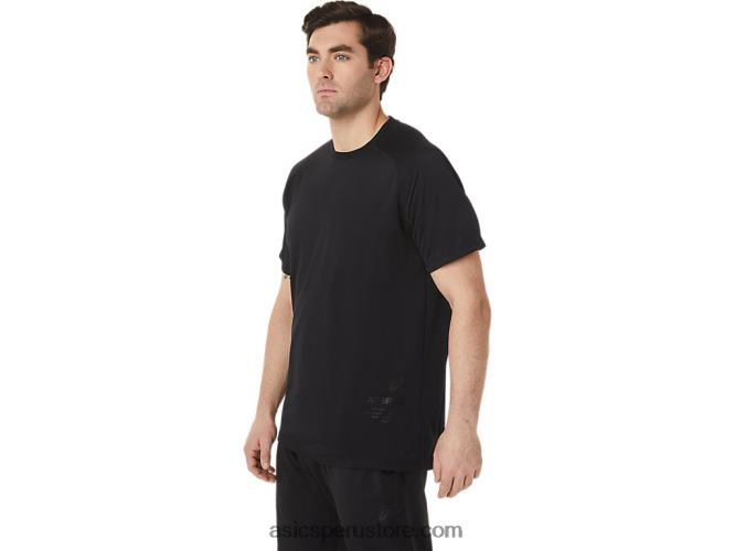 RPVB753 rendimiento negro Asics top de manga corta activo para hombre