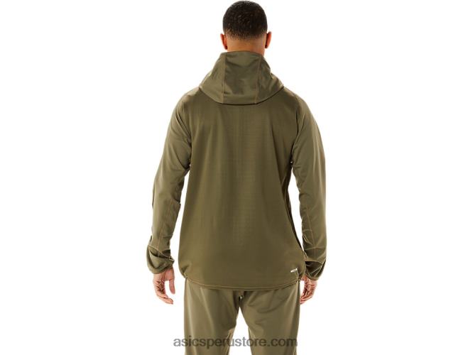 RPVB759 manto verde Asics chaqueta de punto cepillado jacquard actibreeze para hombre