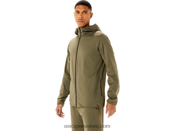 RPVB759 manto verde Asics chaqueta de punto cepillado jacquard actibreeze para hombre