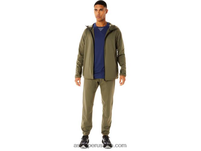 RPVB759 manto verde Asics chaqueta de punto cepillado jacquard actibreeze para hombre