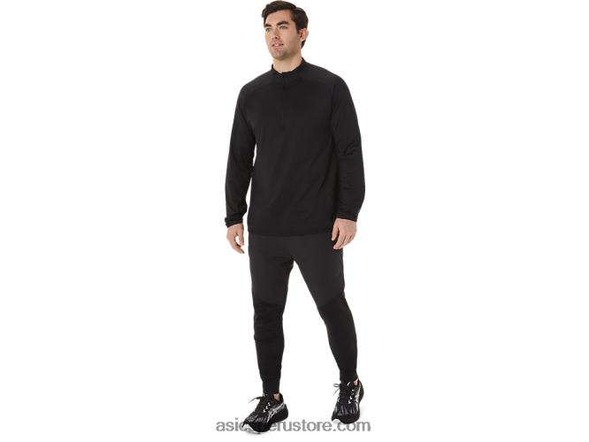 RPVB760 rendimiento negro Asics top de hombre actibreeze jacquard con 1/2 cremallera