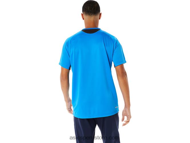 RPVB762 azul eléctrico Asics top de manga corta activo para hombre