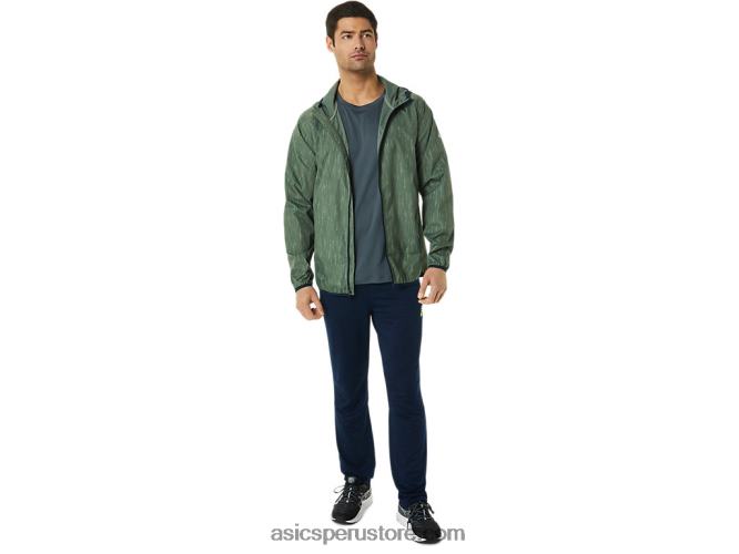 RPVB793 estampado verde liquen/azul francés Asics chaqueta plegable para hombre