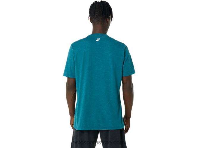 RPVB798 brezo de pino de terciopelo Asics camiseta con eslogan de hibisco