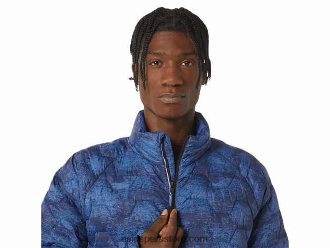 RPVB808 estampado azul teñido anudado Asics chaqueta aislante de rendimiento para hombre