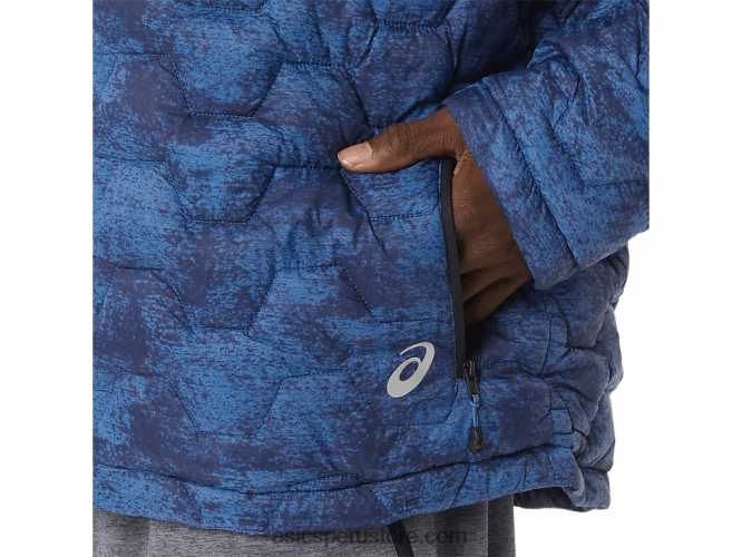 RPVB808 estampado azul teñido anudado Asics chaqueta aislante de rendimiento para hombre