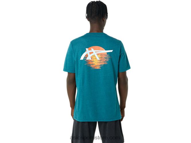 RPVB831 brezo de pino de terciopelo Asics camiseta rayas amanecer