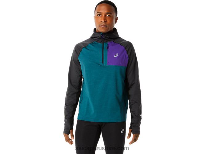 RPVB840 pino terciopelo jaspeado/negro Asics sudadera con capucha de manga larga de invierno para hombre