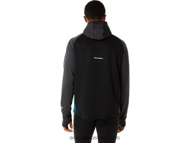 RPVB840 pino terciopelo jaspeado/negro Asics sudadera con capucha de manga larga de invierno para hombre