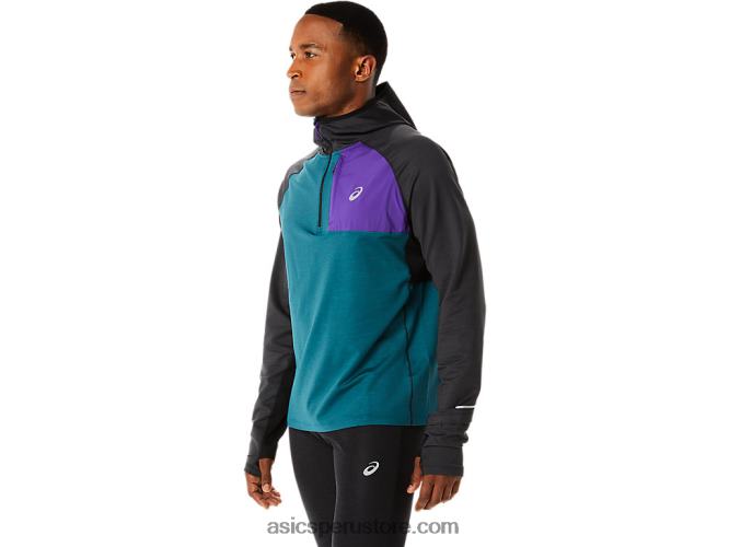 RPVB840 pino terciopelo jaspeado/negro Asics sudadera con capucha de manga larga de invierno para hombre