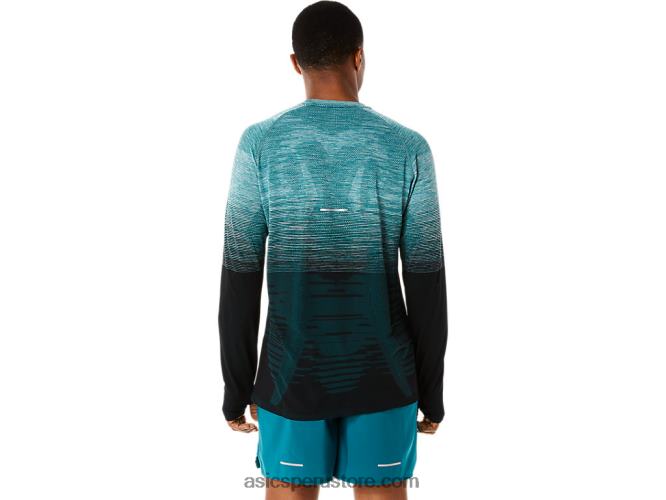 RPVB862 pino terciopelo/negro rendimiento Asics top de manga larga sin costuras para hombre