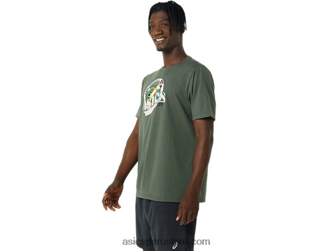 RPVB875 lienzo de oliva Asics camiseta herencia 1977