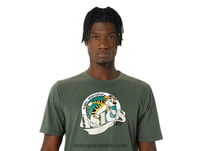 RPVB875 lienzo de oliva Asics camiseta herencia 1977