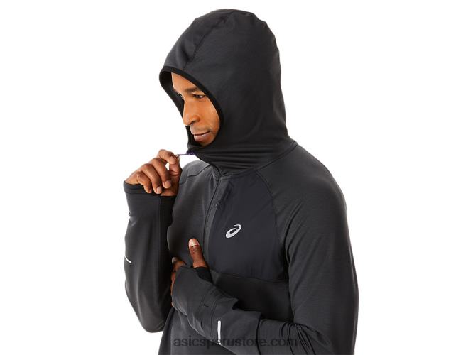 RPVB885 rendimiento negro brezo Asics sudadera con capucha de manga larga de invierno para hombre