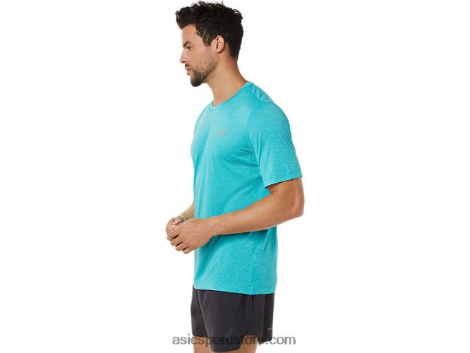 RPVB892 tecno cian Asics top de rendimiento de manga corta para hombre