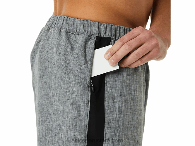RPVB918 jaspeado gris oscuro/negro Asics pantalones cortos de 7in para hombre