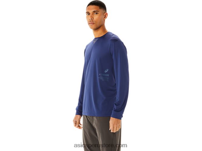 RPVB992 océano profundo Asics top de manga larga jacquard refrescante actibreeze para hombre