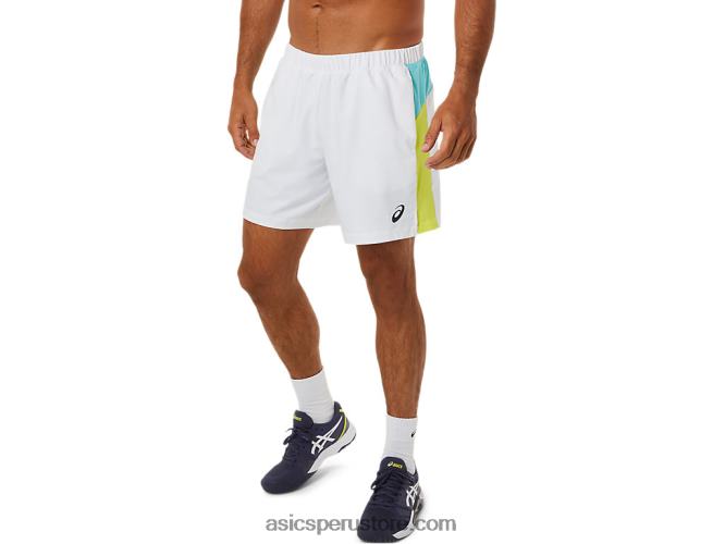 RPVB1480 blanco brillante Asics pantalón corto de corte color block para hombre