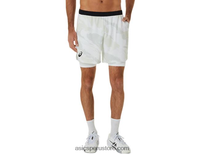 RPVB476 blanco brillante Asics gráfico de partido de hombres 7in short