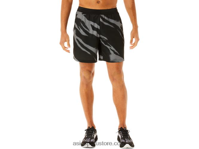 RPVB995 rendimiento negro/gris grafito Asics pantalones cortos de hombre de temporada con estampado completo