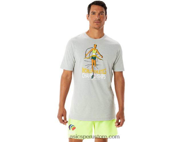 RPVB1281 brezo gris claro Asics playera de manga corta gráfica para hombre