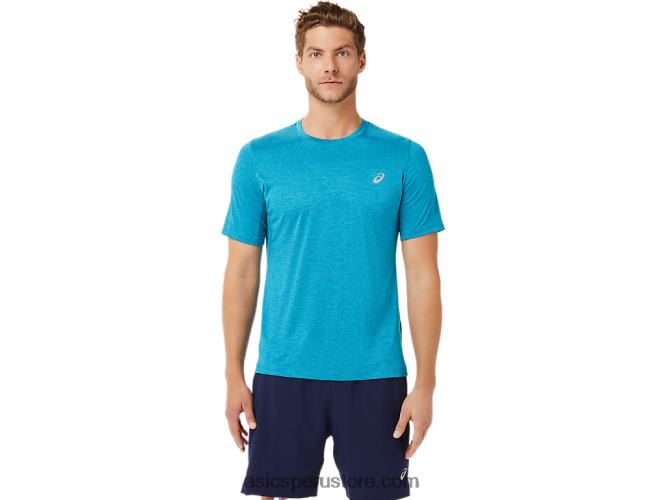 RPVB2037 azul turquesa Asics top de rendimiento de manga corta para hombre