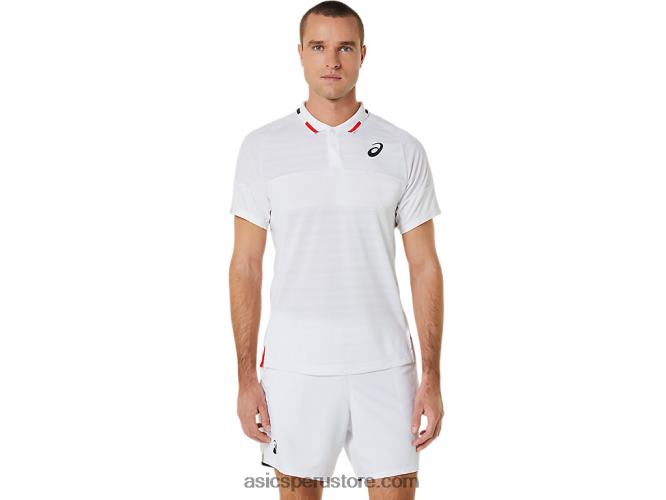 RPVB324 blanco brillante Asics polo de partido de hombre