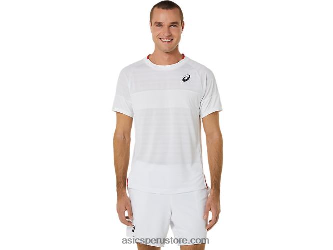 RPVB499 blanco brillante Asics top de manga corta para hombre