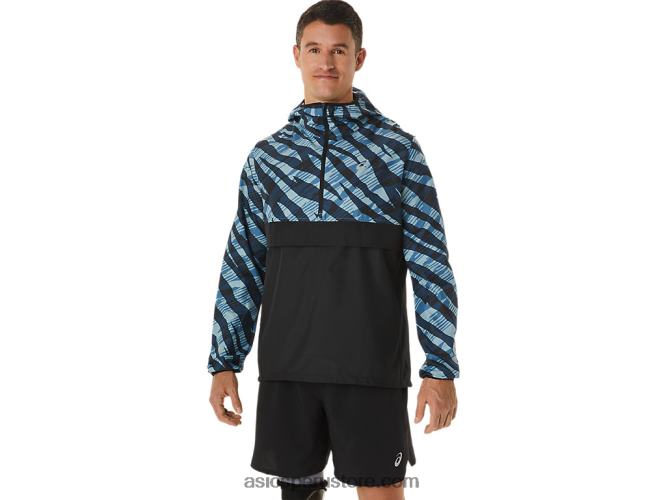 RPVB1102 azul celeste/negro rendimiento Asics anorak de camuflaje salvaje para hombre