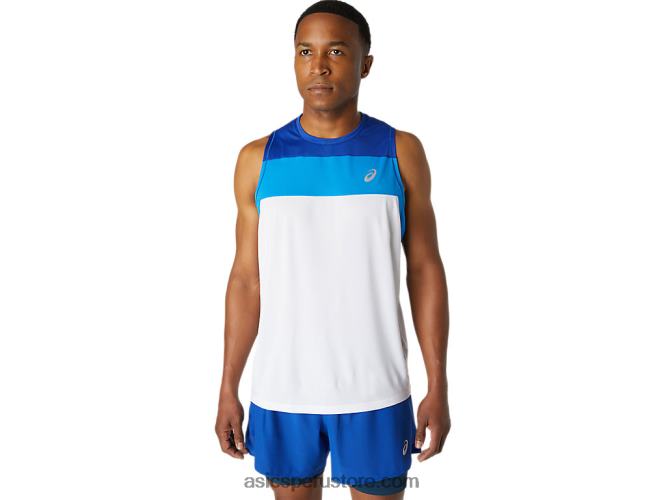 RPVB1746 blanco brillante/azul mónaco Asics camiseta de carrera masculina