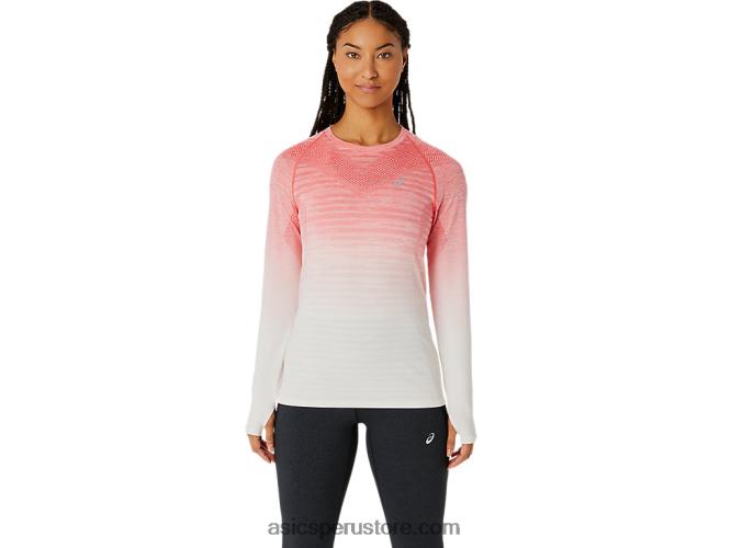 RPVB2210 crema/papaya Asics top sin costuras de manga larga para mujer
