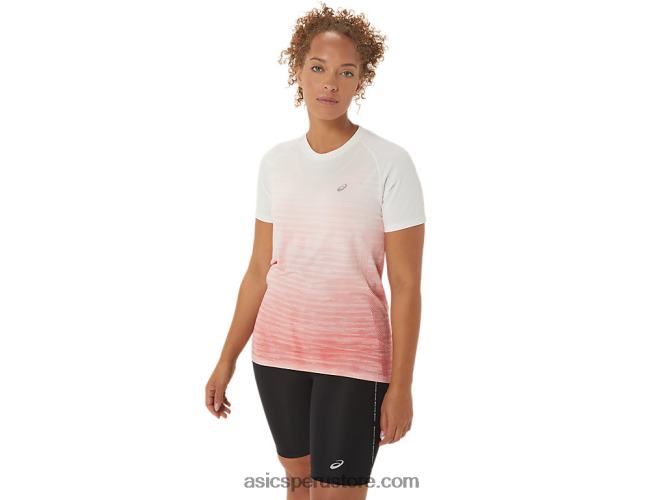 RPVB2441 crema/papaya Asics top sin costuras de manga corta para mujer