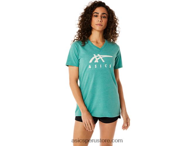 RPVB2831 brezo sabio Asics rayas de mujer con cuello en v