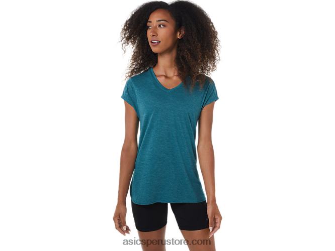 RPVB3045 brezo de pino de terciopelo Asics top de mujer con cuello en v jaspeado