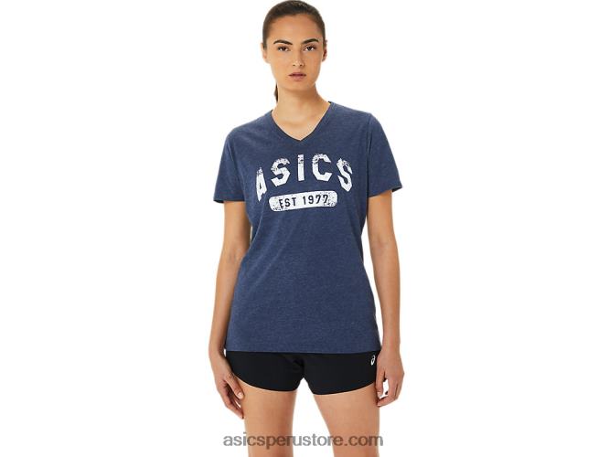 RPVB3202 brezo chaquetón Asics playera de manga corta para mujer con cuello en v est 1977