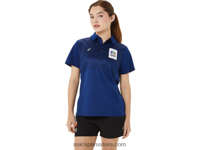 RPVB3214 azul oscuro (pantone 281c) Asics polo con degradado hexagonal para mujer wch