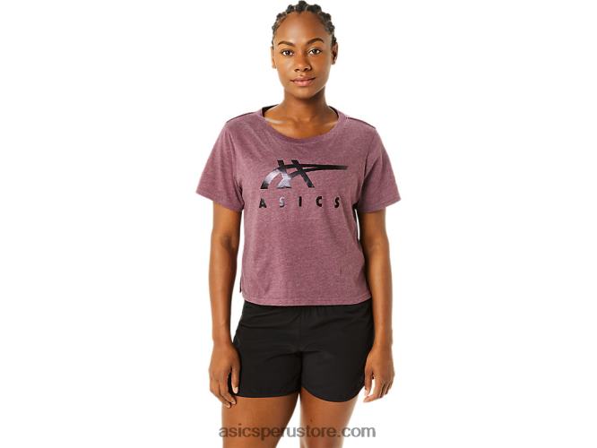 RPVB3620 Brezo profundo de Marte Asics playera boxy de manga corta con rayas para mujer