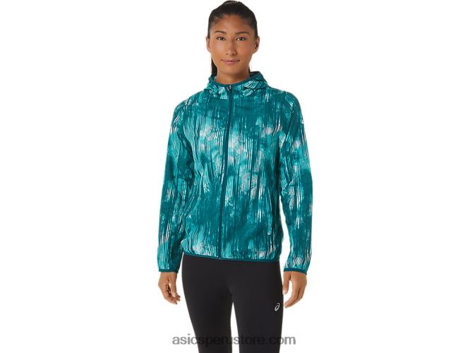 RPVB3088 estampado de teñido anudado de vidrio de mar Asics chaqueta plegable de mujer