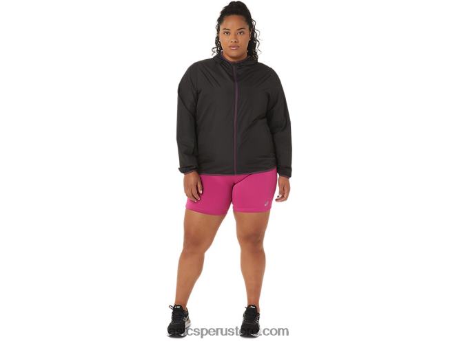RPVB3358 rendimiento negro/ciruela profunda Asics chaqueta plegable de mujer