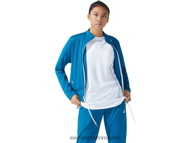 RPVB3781 verde azulado profundo/blanco brillante Asics chaqueta de tenis de mujer