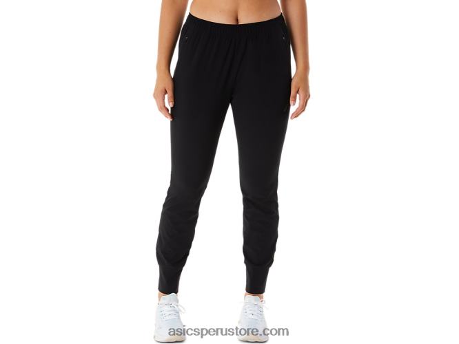 RPVB2217 rendimiento negro Asics pantalón de entrenamiento de tejido elástico básico para mujer