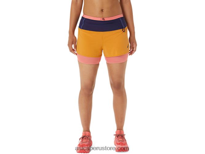 RPVB2537 tormenta de arena/papaya Asics pantalón corto mujer fujitrail 2-n-1